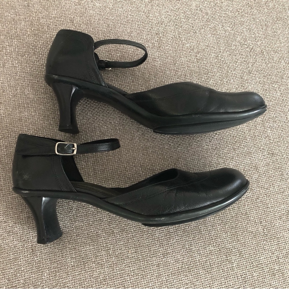 Gentle Souls Black Mary Jane Heels with Ankle Strap